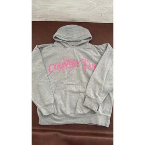 Country Tuff  Hoodie Gray Medium Pink